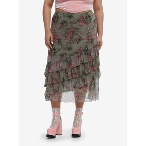 Sweet Society Butterfly Mesh Mermaid Tiered Midi Skirt Plus Size 1